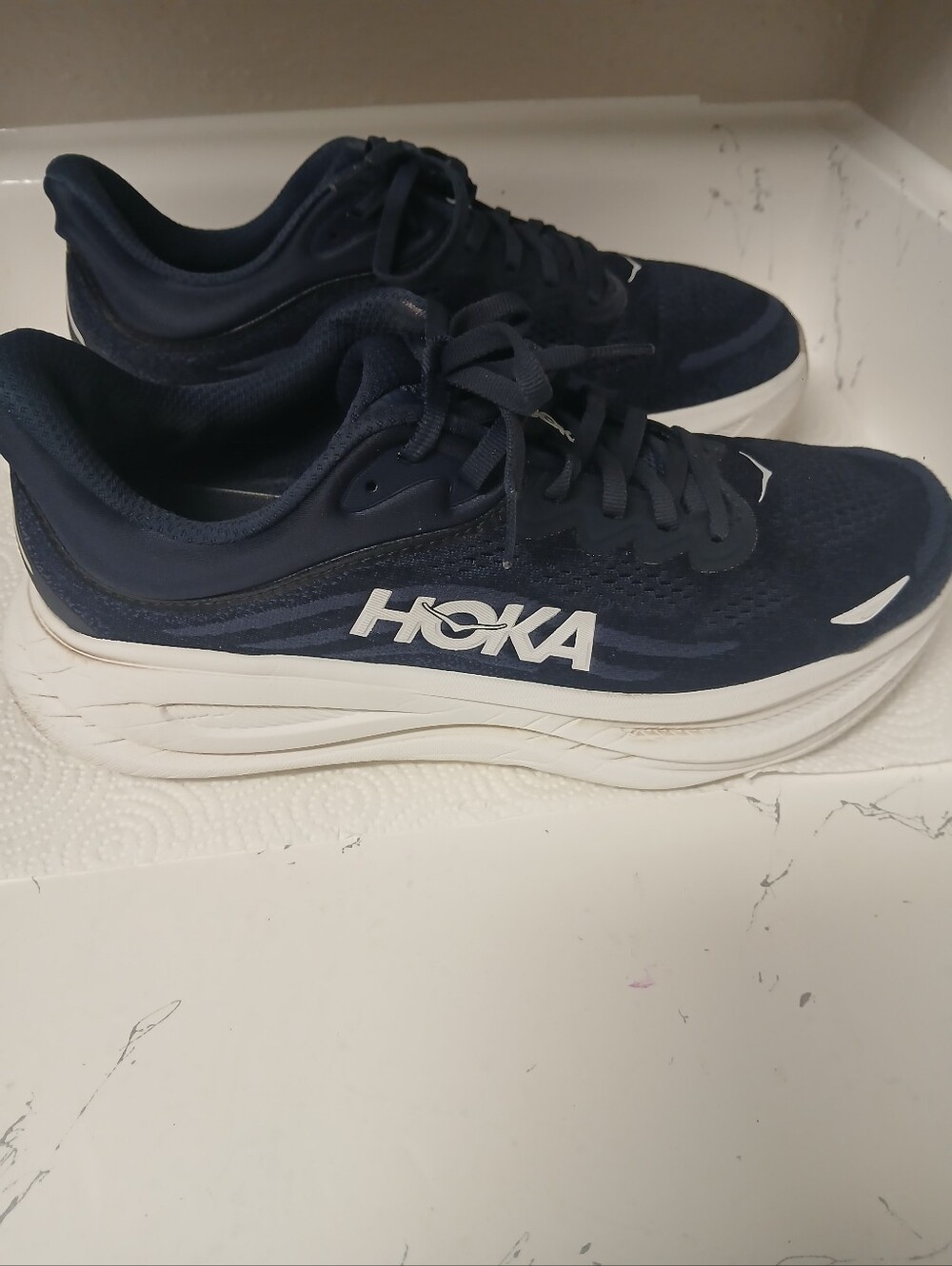 Hoka Women's Navy and White Performance Running Shoes